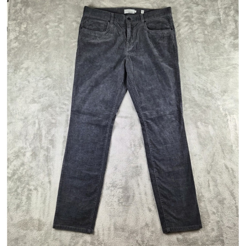 Vince Corduroy Pants Mens 33 Charcoal Gray Slim Straight Stretch Italian Fabric